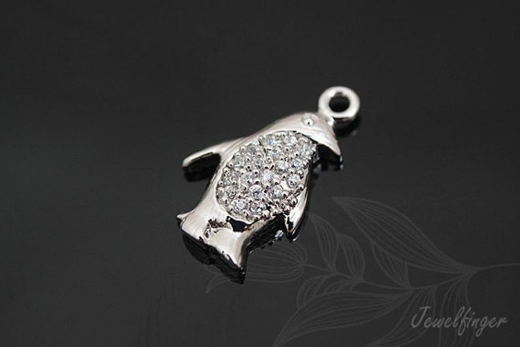 [W]S375-Rhodium Plated-(10pcs)-CZ Penguin Charm-Jewelry Making-Wholesale Jewelry Finding-Jewelry Supplies-Wholesale Charm, [PRODUCT_SEARCH_KEYWORD], JEWELFINGER-INBEAD, [CURRENT_CATE_NAME]