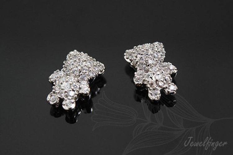 [W]S352-Rhodium Plated-(10pcs)-CZ Tiny Bear Charm-Jewelry Making-Wholesale Jewelry Finding-Jewelry Supplies-Wholesale Charm, [PRODUCT_SEARCH_KEYWORD], JEWELFINGER-INBEAD, [CURRENT_CATE_NAME]