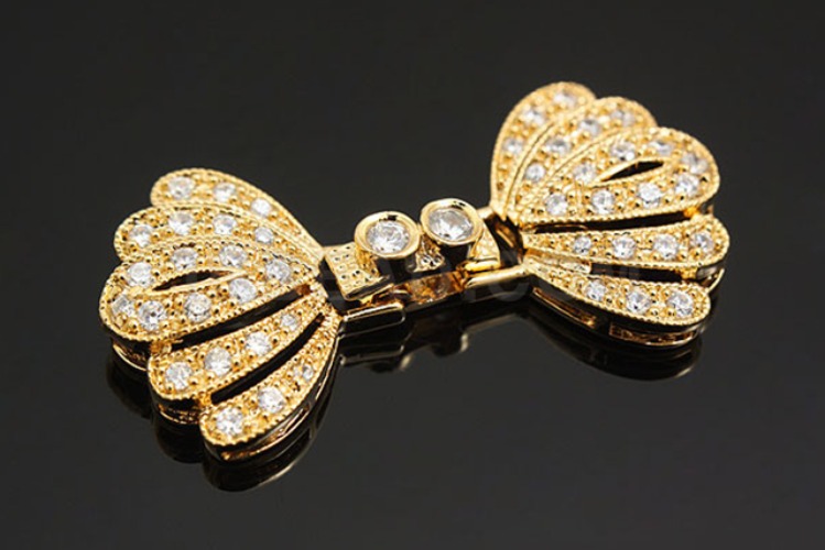 [W] M276-Gold plated Rococo style Ribon Cubic Clasp (10pcs), [PRODUCT_SEARCH_KEYWORD], JEWELFINGER-INBEAD, [CURRENT_CATE_NAME]