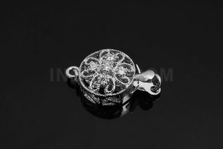 [W] M409-Rhodium plated -Baroque pattern- Cubic clasp (10pcs), [PRODUCT_SEARCH_KEYWORD], JEWELFINGER-INBEAD, [CURRENT_CATE_NAME]