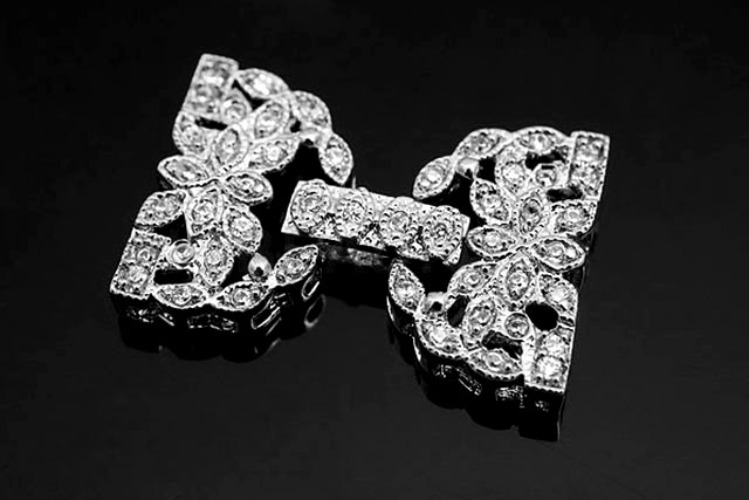 [W] M417-Rhodium plated Bow tie clasp (10pcs), [PRODUCT_SEARCH_KEYWORD], JEWELFINGER-INBEAD, [CURRENT_CATE_NAME]