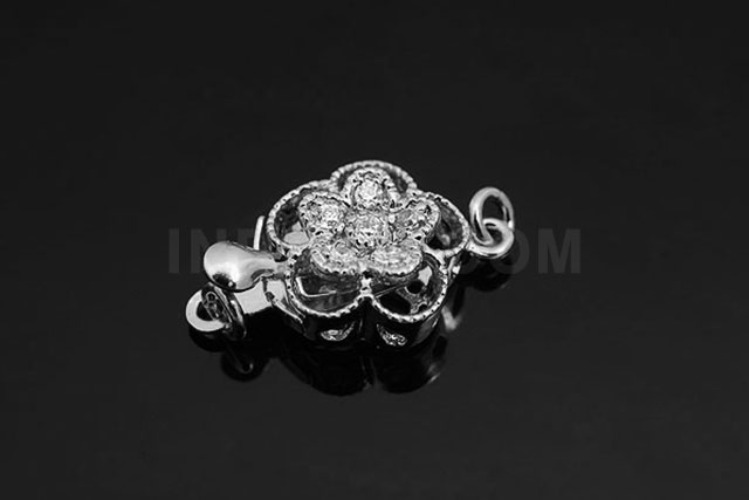 [W] M410-Rhodium plated Flower Cubic clasp (10pcs), [PRODUCT_SEARCH_KEYWORD], JEWELFINGER-INBEAD, [CURRENT_CATE_NAME]