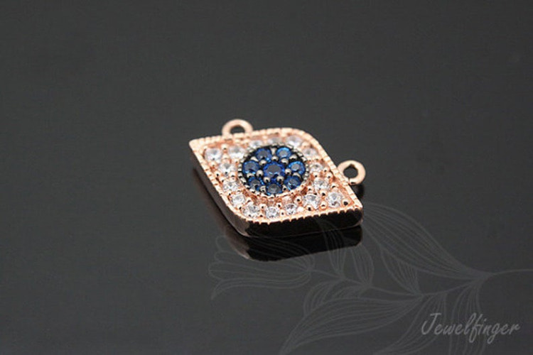 E725-Pink Gold Plated-(1pcs)- Tiny Blue Cubic Evil Eye Charm-Jewelry Making-Wholesale Jewelry Finding-Jewelry Supplies-Wholesale Charm, [PRODUCT_SEARCH_KEYWORD], JEWELFINGER-INBEAD, [CURRENT_CATE_NAME]