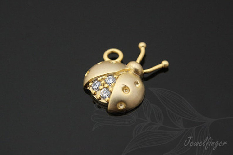 [W]C730-Matt Gold Plated-(40 pcs)-CZ Ladybug Charm-Jewelry Making-Wholesale Jewelry Finding-Jewelry Supplies-Wholesale Charm, [PRODUCT_SEARCH_KEYWORD], JEWELFINGER-INBEAD, [CURRENT_CATE_NAME]