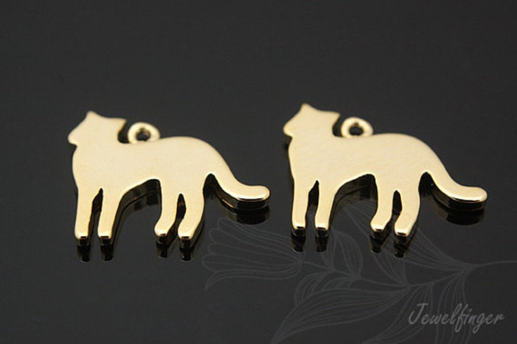 C751-Gold Plated-(2pcs)-Cat Charms-Jewelry Making-Wholesale Jewelry Finding-Jewelry Supplies-Wholesale Charm, [PRODUCT_SEARCH_KEYWORD], JEWELFINGER-INBEAD, [CURRENT_CATE_NAME]