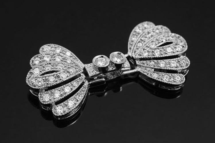 [W] M414-Rhodium plated Rococo style Ribon Cubic Clasp (10pcs), [PRODUCT_SEARCH_KEYWORD], JEWELFINGER-INBEAD, [CURRENT_CATE_NAME]