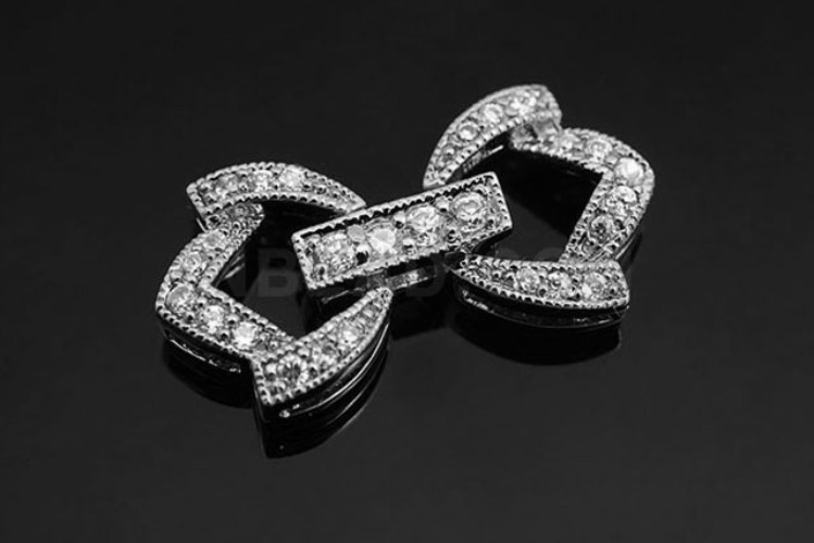 [W] M413-Rhodium plated - Cubic Ribon clasp (10pcs), [PRODUCT_SEARCH_KEYWORD], JEWELFINGER-INBEAD, [CURRENT_CATE_NAME]