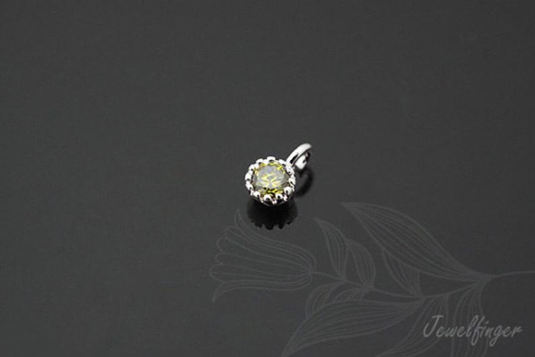 [W]S725-Rhodium Plated-(40 pcs)-CZ 3.5mm-Birthstone August Peridot-Jewelry Making-Wholesale Jewelry Finding-Jewelry Supplies-Wholesale Charm, [PRODUCT_SEARCH_KEYWORD], JEWELFINGER-INBEAD, [CURRENT_CATE_NAME]