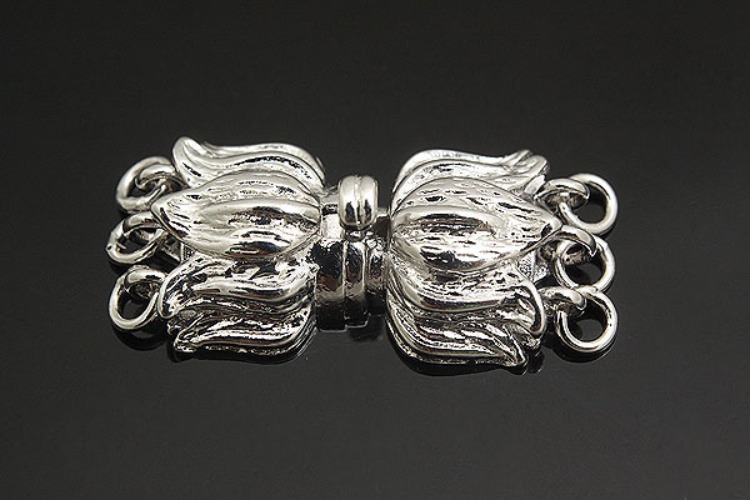[W] K273-Rhodium plated Double flower clasp(10pcs), [PRODUCT_SEARCH_KEYWORD], JEWELFINGER-INBEAD, [CURRENT_CATE_NAME]