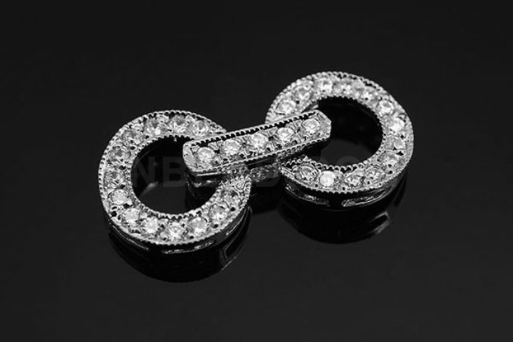 [W] M416-Rhodium plated Cubic Double Ring clasp (10pcs), [PRODUCT_SEARCH_KEYWORD], JEWELFINGER-INBEAD, [CURRENT_CATE_NAME]