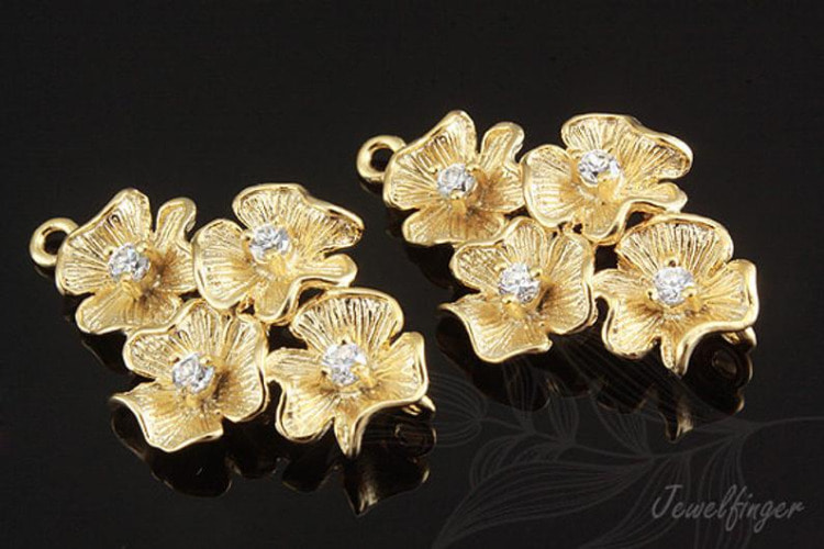 [W]H328-Matt Gold Plated-(20 pcs)-CZ Flower Pendant-Pendant For Necklace-Flower Jewelry-Jewelry Making-Wholesale Jewelry Finding-Jewelry Supplies-Wholesale Pendant, [PRODUCT_SEARCH_KEYWORD], JEWELFINGER-INBEAD, [CURRENT_CATE_NAME]