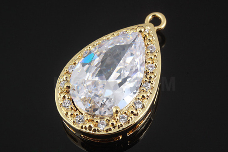[W]C1095-Gold Plated-(10 piece)-CZ Drop Charm-Bridal CZ Drop Pendant-Crystal-Jewelry Making-Wholesale Jewelry Finding-Jewelry Supplies-Wholesale Pendant, [PRODUCT_SEARCH_KEYWORD], JEWELFINGER-INBEAD, [CURRENT_CATE_NAME]