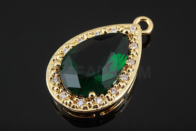 [W]C1075-Gold Plated-(10 piece)-CZ Drop Charm-Bridal CZ Drop Pendant-Emerald-Jewelry Making-Wholesale Jewelry Finding-Jewelry Supplies-Wholesale Pendant, [PRODUCT_SEARCH_KEYWORD], JEWELFINGER-INBEAD, [CURRENT_CATE_NAME]