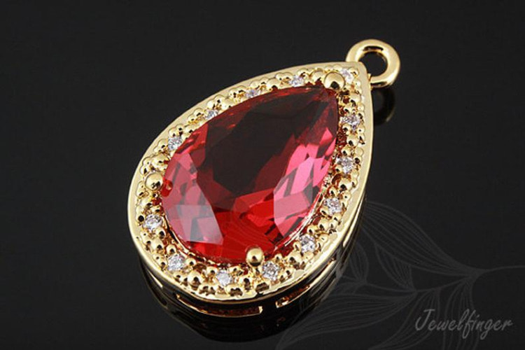 [W]C1081-Gold Plated-(10 piece)-CZ Drop Charm-Bridal CZ Drop Pendant-Ruby-Jewelry Making-Wholesale Jewelry Finding-Jewelry Supplies-Wholesale Pendant, [PRODUCT_SEARCH_KEYWORD], JEWELFINGER-INBEAD, [CURRENT_CATE_NAME]