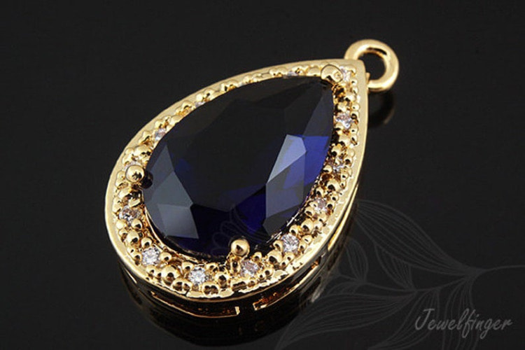[W]C1077-Gold Plated-(10 piece)-CZ Drop Charm-Bridal CZ Drop Pendant-Sapphire-Jewelry Making-Wholesale Jewelry Finding-Jewelry Supplies-Wholesale Pendant, [PRODUCT_SEARCH_KEYWORD], JEWELFINGER-INBEAD, [CURRENT_CATE_NAME]