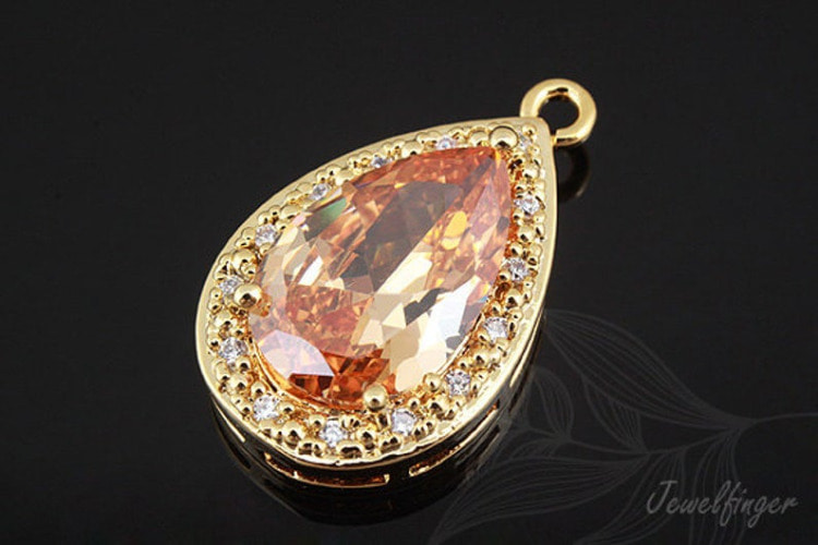 [W]C1073-Gold Plated-(10 piece)-CZ Drop Charm-Bridal CZ Drop Pendant-Champagne-Jewelry Making-Wholesale Jewelry Finding-Jewelry Supplies-Wholesale Pendant, [PRODUCT_SEARCH_KEYWORD], JEWELFINGER-INBEAD, [CURRENT_CATE_NAME]