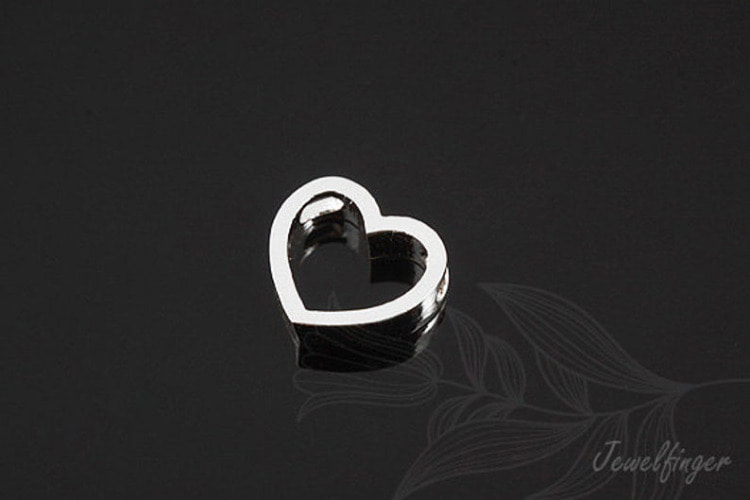 M907-Rhodium Plated-(2pcs)-Heart Metal Beads-Brass Heart Pendant-Tiny Heart Charms-Wholesale Metal Beads, [PRODUCT_SEARCH_KEYWORD], JEWELFINGER-INBEAD, [CURRENT_CATE_NAME]