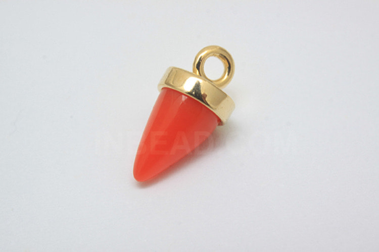 M1137-Gold Plated-(2pcs)-Glass Horn Charm Pendant-Orange, [PRODUCT_SEARCH_KEYWORD], JEWELFINGER-INBEAD, [CURRENT_CATE_NAME]