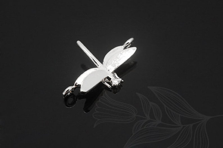 [W] M1148-Rhodium Plated-(20 pcs)-Sideways Brass Dragonfly Connector-Bug Pendant-Wholesale Connectors, [PRODUCT_SEARCH_KEYWORD], JEWELFINGER-INBEAD, [CURRENT_CATE_NAME]