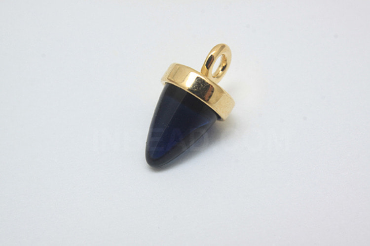 M1134-Gold Plated-(2pcs)-Glass Horn Charm Pendant-Sapphire, [PRODUCT_SEARCH_KEYWORD], JEWELFINGER-INBEAD, [CURRENT_CATE_NAME]