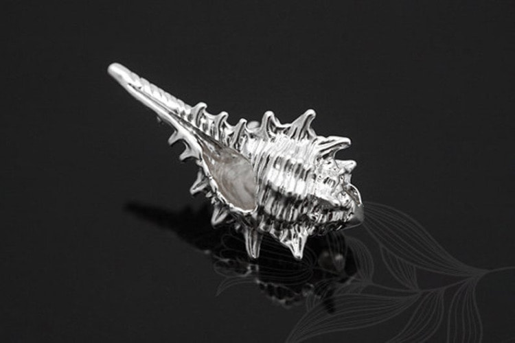 M1094-Matt Rhodium Plated-(2pcs)-11*20mm-Conch Pendant-Brass Conch Charms-Wholesale Pendants-S, [PRODUCT_SEARCH_KEYWORD], JEWELFINGER-INBEAD, [CURRENT_CATE_NAME]