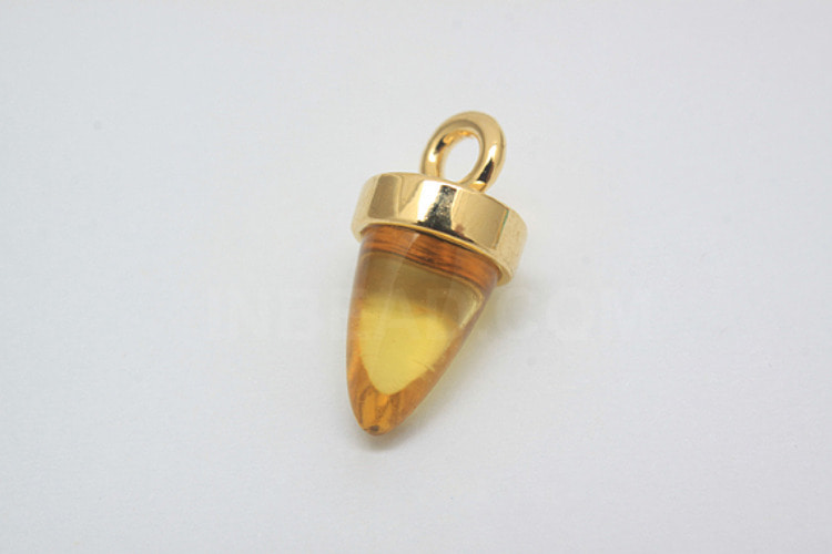 M1131-Gold Plated-(2pcs)-Glass Horn Charm Pendant-Yellow, [PRODUCT_SEARCH_KEYWORD], JEWELFINGER-INBEAD, [CURRENT_CATE_NAME]