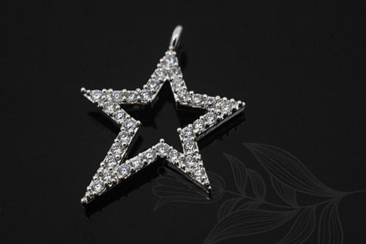 M1252-Rhodium Plated-(1pcs)-CZ Star Pendant-Tiny Star Charm-Wholesale Pendants, [PRODUCT_SEARCH_KEYWORD], JEWELFINGER-INBEAD, [CURRENT_CATE_NAME]