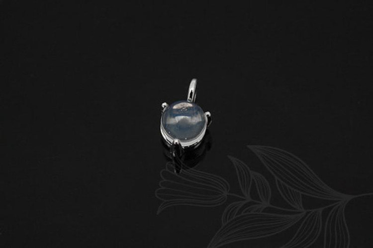 E1100-Rhodium Plated-(2pcs)-White Glass-Tiny Charm-Wholesale Charms, [PRODUCT_SEARCH_KEYWORD], JEWELFINGER-INBEAD, [CURRENT_CATE_NAME]