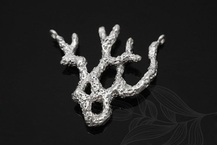 S1183-Matt Rhodium Plated-(2pcs)-Coral Pendant-Brass Coral Charm-Wholesale Pendants, [PRODUCT_SEARCH_KEYWORD], JEWELFINGER-INBEAD, [CURRENT_CATE_NAME]