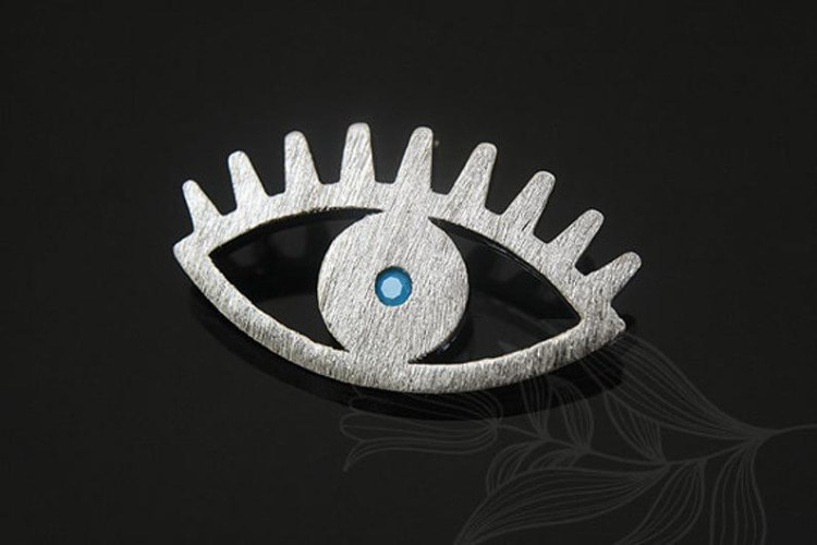 M1351-Rhodium Plated-(2pcs)-CZ Sideway Evil Eye Pendant-Turquoise-Wholesale Pendants, [PRODUCT_SEARCH_KEYWORD], JEWELFINGER-INBEAD, [CURRENT_CATE_NAME]