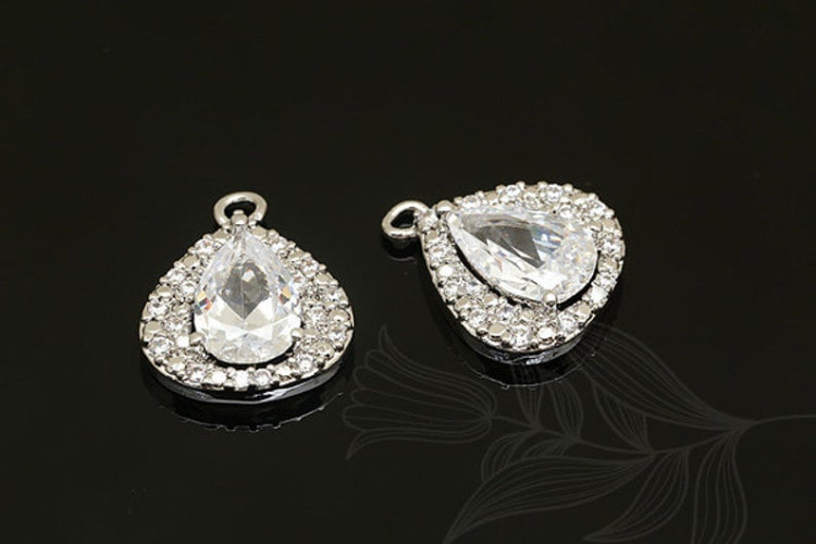 [W] C1314-Rhodium Plated-(10 pieces )-12.5*15mm CZ S Pendant-Wholesale Pendants, [PRODUCT_SEARCH_KEYWORD], JEWELFINGER-INBEAD, [CURRENT_CATE_NAME]