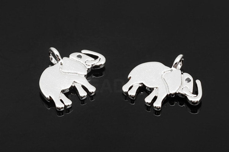 M1719-Rhodium Plated-(2pcs)-CZ Elephant Charm-Tiny Charm-Wholesale Charms, [PRODUCT_SEARCH_KEYWORD], JEWELFINGER-INBEAD, [CURRENT_CATE_NAME]