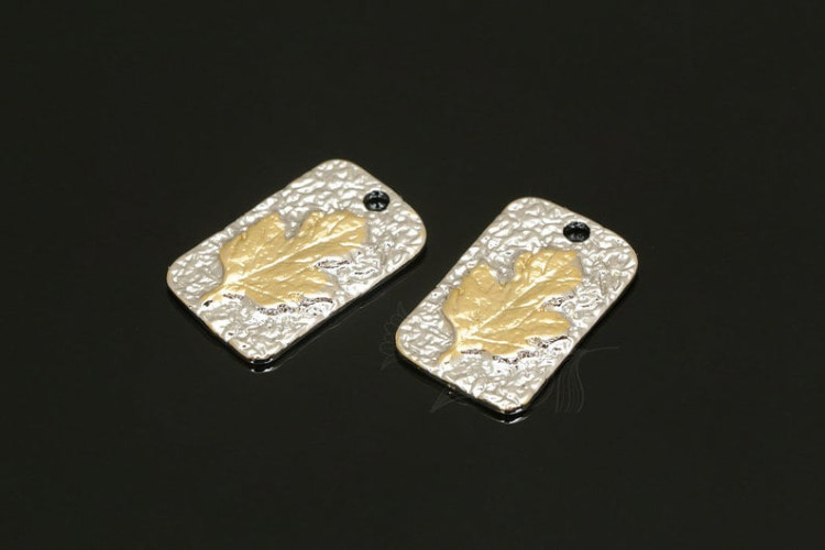 [W] M1755-Gold Plated&amp;Rhodium Plated-(20 pcs)-Leaf Charm-Two Tone Plate Charm-Wholesale Charms, [PRODUCT_SEARCH_KEYWORD], JEWELFINGER-INBEAD, [CURRENT_CATE_NAME]