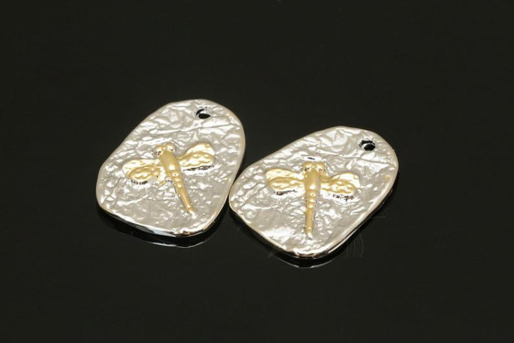 [W] M1754-Gold Plated&amp;Rhodium Plated-(20 pcs)-Dragonfly Charm-Two Tone Plate Charm-Wholesale Charms, [PRODUCT_SEARCH_KEYWORD], JEWELFINGER-INBEAD, [CURRENT_CATE_NAME]