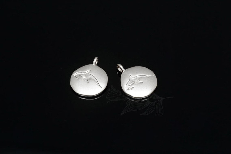 M1823-Matt Rhodium Plated-(2pcs)-Coin Dolphin Charm-Dolphin Pendant-Wholesale Charms, [PRODUCT_SEARCH_KEYWORD], JEWELFINGER-INBEAD, [CURRENT_CATE_NAME]