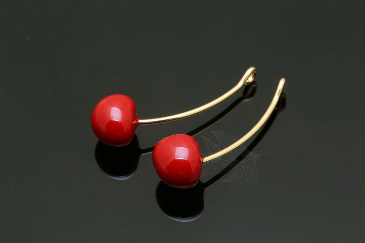 M1828-Gold Plated-(2pcs)-Cherry Pendant-3D Cherry Pendant-Cherry Charm-Wholesale Pendants, [PRODUCT_SEARCH_KEYWORD], JEWELFINGER-INBEAD, [CURRENT_CATE_NAME]