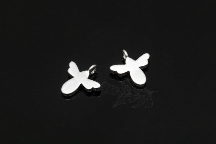 M1832-Matt Rhodium Plated-(2pcs)-Bumble Bee Charm-Bee Charms-Queen Bee Charm-Wholesale Charms, [PRODUCT_SEARCH_KEYWORD], JEWELFINGER-INBEAD, [CURRENT_CATE_NAME]