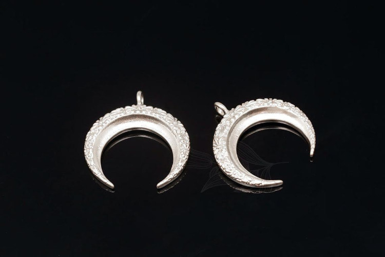 [W] M1931-Matt Rhodium Plated-(20pcs)-Flower Crescent Moon Charms-Flower Horn Pendants Charms-Wholesale Charms, [PRODUCT_SEARCH_KEYWORD], JEWELFINGER-INBEAD, [CURRENT_CATE_NAME]