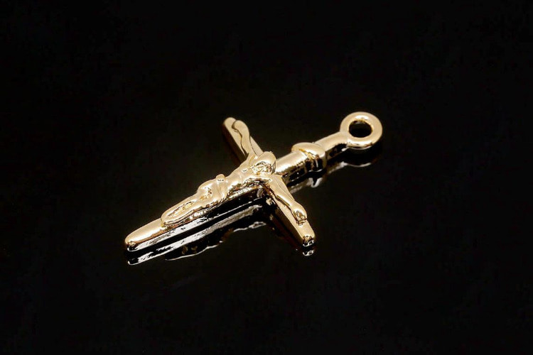 [W] H1248-Gold Plated-(20 pcs)-13*23mm Crucifix Cross Charm-Jesus Christ Pendant-Catholic Christian Necklace Charm-Wholesale Pendants, [PRODUCT_SEARCH_KEYWORD], JEWELFINGER-INBEAD, [CURRENT_CATE_NAME]