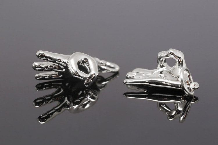 H1340-Rhodium Plated-(2pcs)-OK Hand Charms-OK Sign Charm-Tiny OK Hand Pendant-Wholesale Charms, [PRODUCT_SEARCH_KEYWORD], JEWELFINGER-INBEAD, [CURRENT_CATE_NAME]