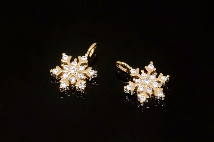 [W] H1310-Gold Plated-(20 pcs)-8mm Cubic Snow Flake Charm-Tiny Snow Flake Pendant-Wholesale Charms-S, [PRODUCT_SEARCH_KEYWORD], JEWELFINGER-INBEAD, [CURRENT_CATE_NAME]