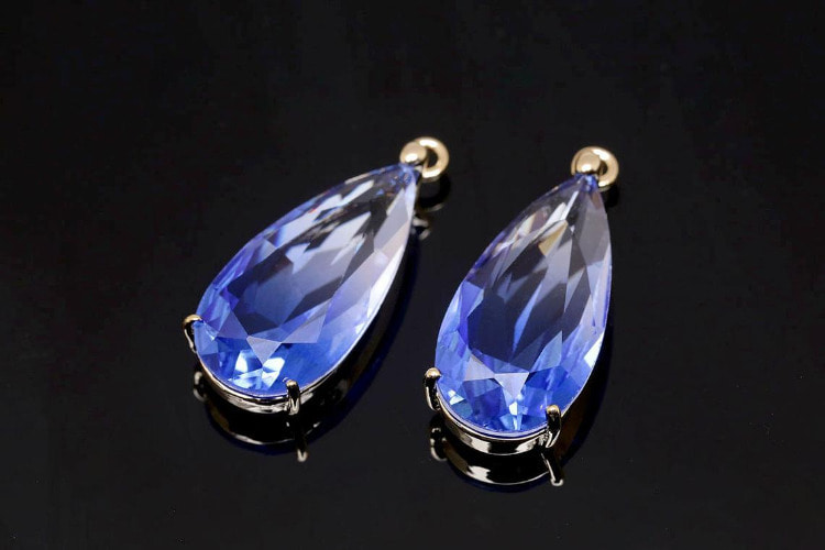 S1376-Gold Plated-(2pcs)-Glass Faceted Drop Pendant-Gradation Blue-Wholesale Pendants, [PRODUCT_SEARCH_KEYWORD], JEWELFINGER-INBEAD, [CURRENT_CATE_NAME]