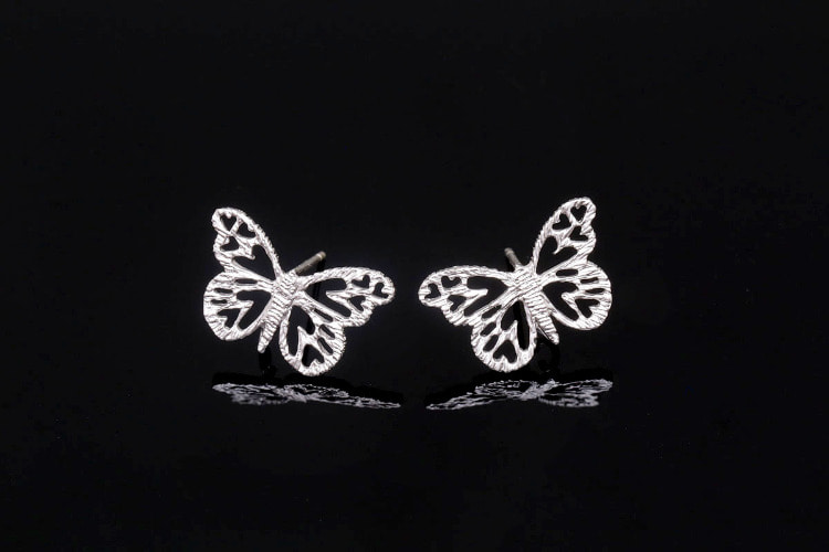 [W] F05-Matt Rhodium Plated (10pairs)-Butterfly Earrings-Silver Post, [PRODUCT_SEARCH_KEYWORD], JEWELFINGER-INBEAD, [CURRENT_CATE_NAME]
