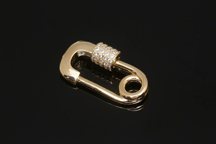 [W] BC037- Gold Plated-25.3*13.6mm Safety Pin Cubic Screw Clasp (20pcs), [PRODUCT_SEARCH_KEYWORD], JEWELFINGER-INBEAD, [CURRENT_CATE_NAME]