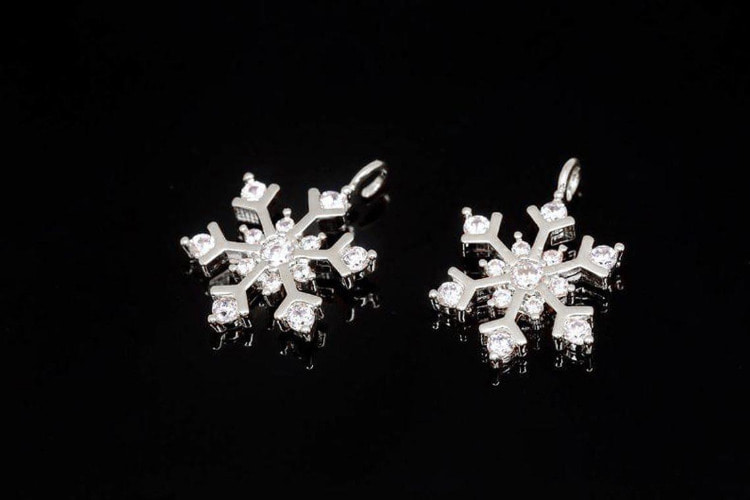 [W] H1396-Rhodium Plated-(20 pcs)-10*14.5mm CZ Snow Flake Charm-Cubic Snow Flake Pendant-Wholesale Charms-L, [PRODUCT_SEARCH_KEYWORD], JEWELFINGER-INBEAD, [CURRENT_CATE_NAME]