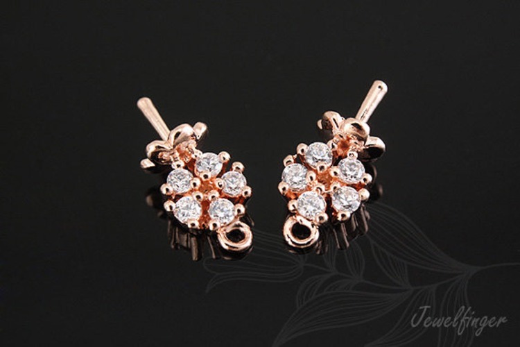 K911-Pink Gold Plated Cubic flower Beads cap (2pcs), [PRODUCT_SEARCH_KEYWORD], JEWELFINGER-INBEAD, [CURRENT_CATE_NAME]