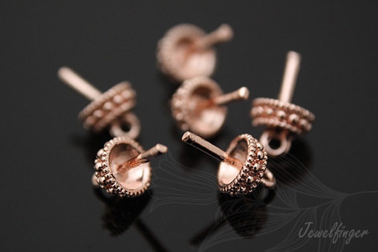 [W] B688-Pink Gold Plated half beads cap 5.5mm (40개), [PRODUCT_SEARCH_KEYWORD], JEWELFINGER-INBEAD, [CURRENT_CATE_NAME]