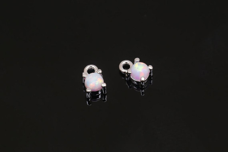 M346-Rhodium Plated-(2pcs)-3.5*5.2mm Tiny Opal Charms-Wholesale Charms, [PRODUCT_SEARCH_KEYWORD], JEWELFINGER-INBEAD, [CURRENT_CATE_NAME]
