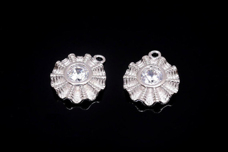 M249-Rhodium Plated-(2pcs)-Cubic Flower Charm-Lace Coin Pendant-Wholesale Charms, [PRODUCT_SEARCH_KEYWORD], JEWELFINGER-INBEAD, [CURRENT_CATE_NAME]