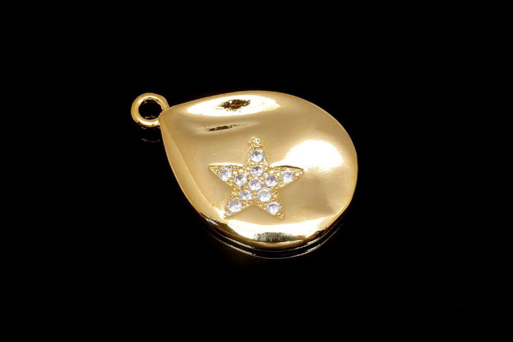 [W] CH0007-Gold Plated-(20 pcs)-Cubic Drop Pendants-Cubic Star Charm-Necklace Earrings Making Supply-Wholesale Pendants, [PRODUCT_SEARCH_KEYWORD], JEWELFINGER-INBEAD, [CURRENT_CATE_NAME]